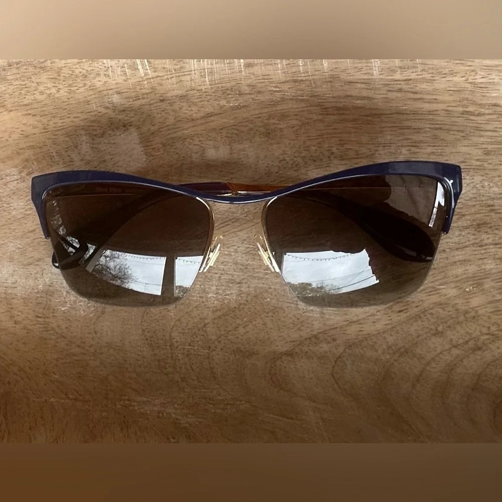 NWOT Miu Miu Blue and Gold Browline Sunglasses - Picture 2 of 5
